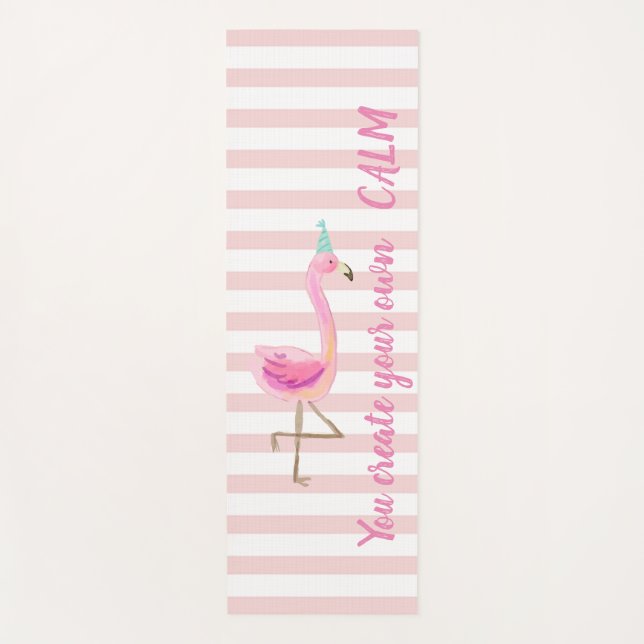 Rosa Streifen Flamingos Sie Ihre eigene Ruhe Yogamatte (Vorderseite)