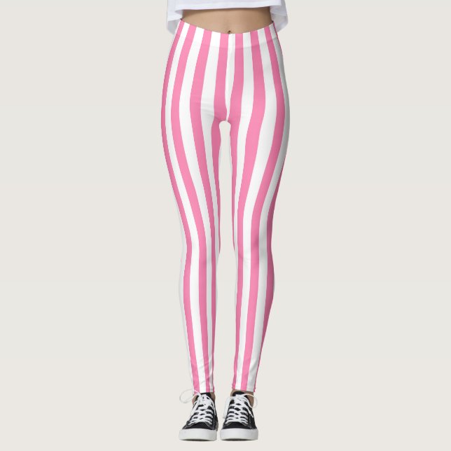 Rosa Streifen für Frühling Leggings (Vorderseite)