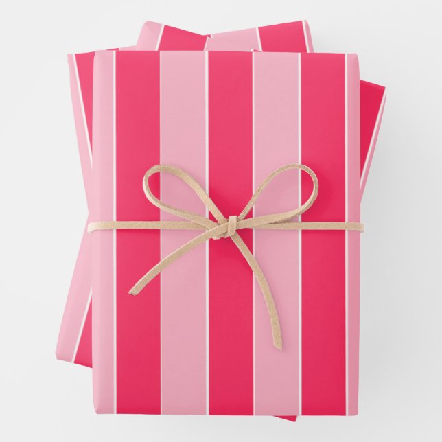 Rosa Streifen Geschenkpapier Set (Beispiel)