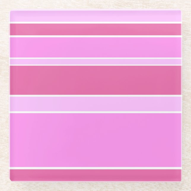 Rosa Streifen Glasuntersetzer (Vorderseite)