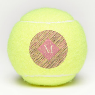 Rosa Streifen Gold Glitzer Monogram Tennisbälle