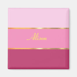 Rosa Streifen Gold Name Magnet