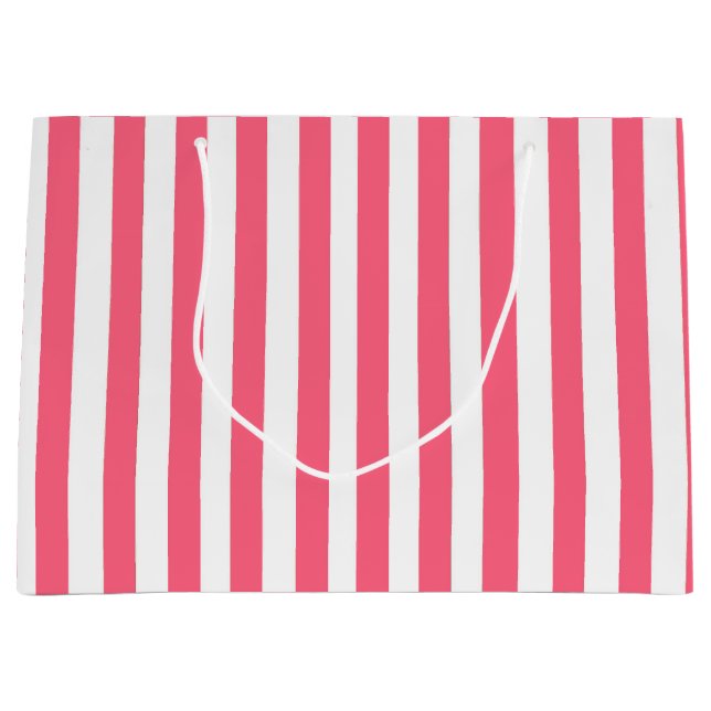 Rosa Streifen Große Geschenktüte (Vorderseite)