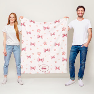 Rosa Streifen, Herz und Pfoten Druckmuster - Weich Fleecedecke