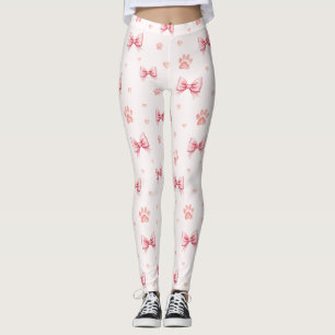 Rosa Streifen, Herz und Pfoten Druckmuster - Weich Leggings