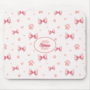 Rosa Streifen, Herz und Pfoten Druckmuster - Weich Mousepad