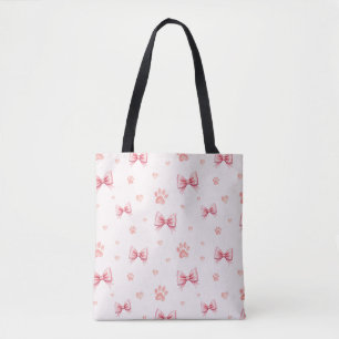 Rosa Streifen, Herz und Pfoten Druckmuster - Weich Tasche