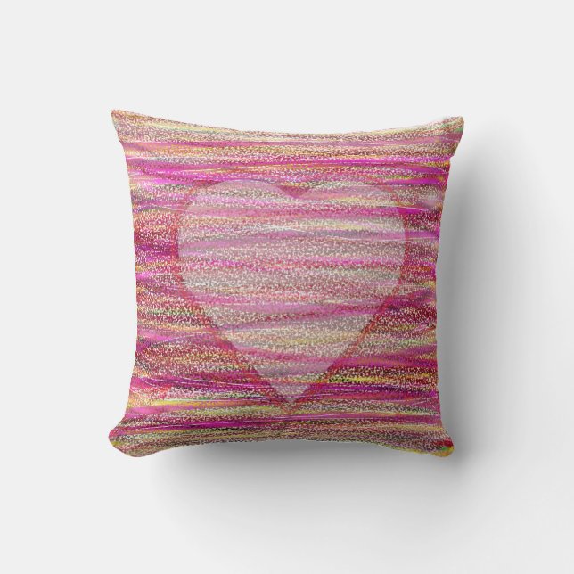 Rosa Streifen Herzkissen für Sofas Kissen (Vorderseite)