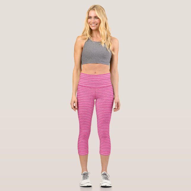 Rosa Streifen Kapsel Capri Leggings (Vorderseite)