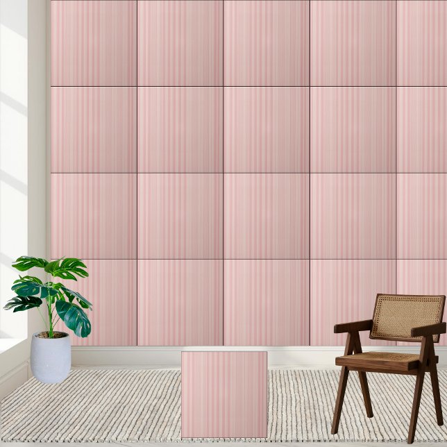 Rosa Streifen Keramik Tile Fliese (Pink Striped Ceramic Tile)