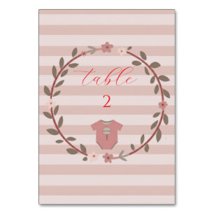 Rosa Streifen Kranz Baby Shower Tischnummer