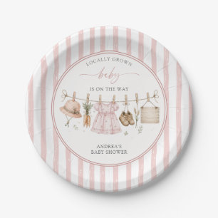 Rosa Streifen Lokal Erzeugte Babyparty Pappteller
