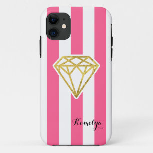 Rosa Streifen mit Goldfolie Diamant Case-Mate iPhone Hülle