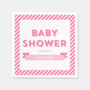 Rosa Streifen Moderne Babydusche Serviette