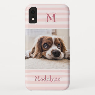 Rosa Streifen Monogramm Foto Personalisiert Case-Mate iPhone Hülle