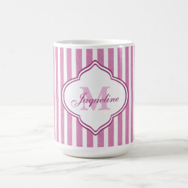 Rosa Streifen-Monogramm Kaffeetasse