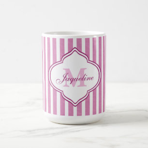 Rosa Streifen-Monogramm Kaffeetasse