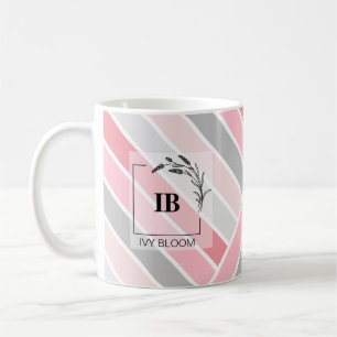 Rosa Streifen Monogramm Tasse