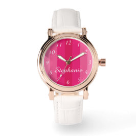 Rosa Streifen Name Klasse Rose Gold Weiße Band Han Armbanduhr