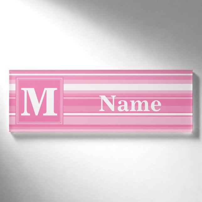 Rosa Streifen Namenschild (Vorderseite)