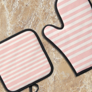 Rosa Streifen Ofenhandschuh & Topflappen-Set