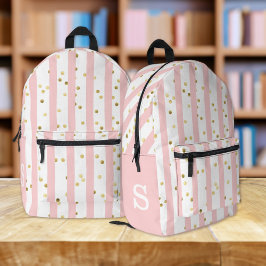 Rosa Streifen, Punkte und Monogramm des niedlichen Bedruckter Rucksack
