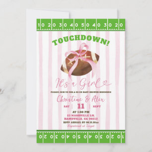 Rosa Streifen Quirky Touchdown Girl Baby Dusche Einladung
