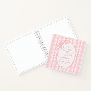 Rosa Streifen Retro elegante Babyparty-Gästebuch Notizbuch