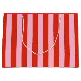 Rosa Streifen Retro Große Geschenktüte