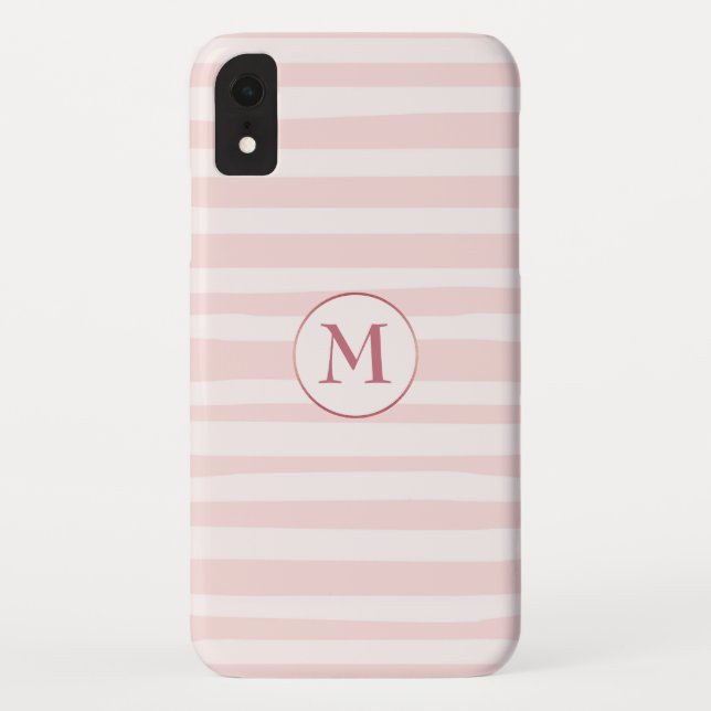 Rosa Streifen Rose Monogramm Personalisiert Case-Mate iPhone Hülle (Rückseite)