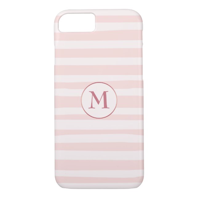Rosa Streifen Rose Monogramm Personalisiert Case-Mate iPhone Hülle (Rückseite)