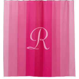 Rosa Streifen Schwarz-Rosa Monogramm Duschvorhang