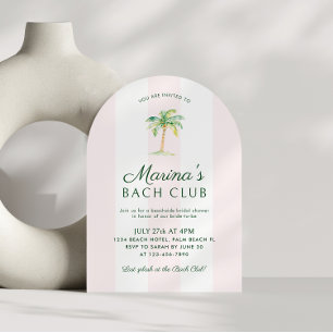 Rosa Streifen Strand Bach Club Brautparty Bogen Einladung