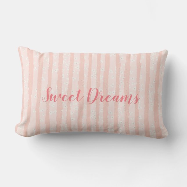 Rosa Streifen Sweet Dreams Lumbar Kissen (Vorderseite)