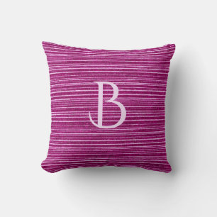 Rosa Streifen Textur Girl Custom Monogram Kissen