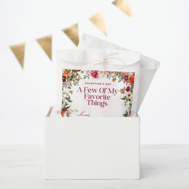 Rosa Streifen und blumengeschmücktes Party Geschenktütchen (Party)