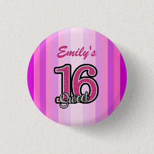 Rosa Streifen und Glitzer Button