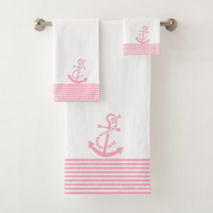 Rosa Streifen und nautisches Set
