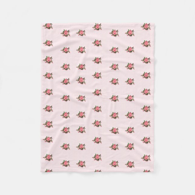 Rosa Streifen und Rosen-Fleece-Decke Fleecedecke (Vorderseite)