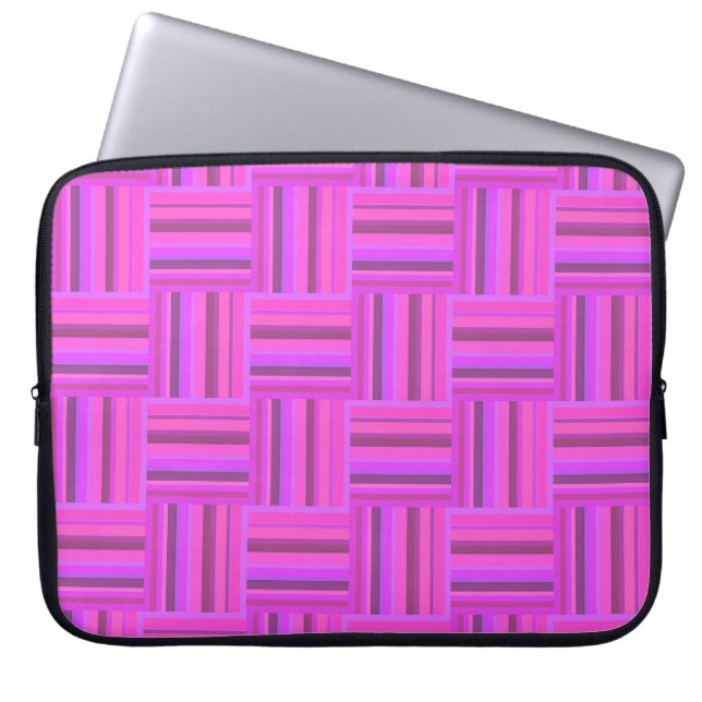 Rosa Streifen Webmuster Laptopschutzhülle (Vorderseite)
