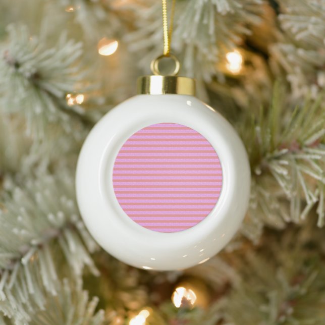 Rosa Streifen Weihnachtsdekoration Keramik Kugel-Ornament (Baum)