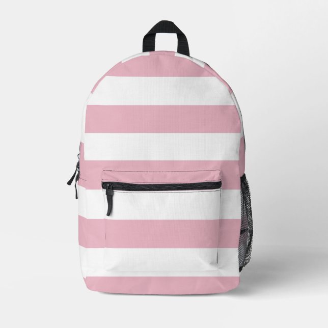 Rosa Streifen, weiße Streifen, gestreiftes Muster Bedruckter Rucksack (Vorderseite)