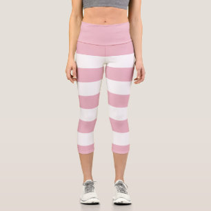 Rosa Streifen, weiße Streifen, gestreiftes Muster Capri Leggings