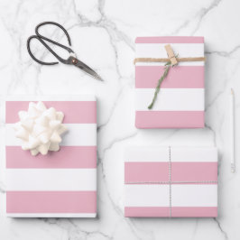 Rosa Streifen, weiße Streifen, gestreiftes Muster Geschenkpapier Set