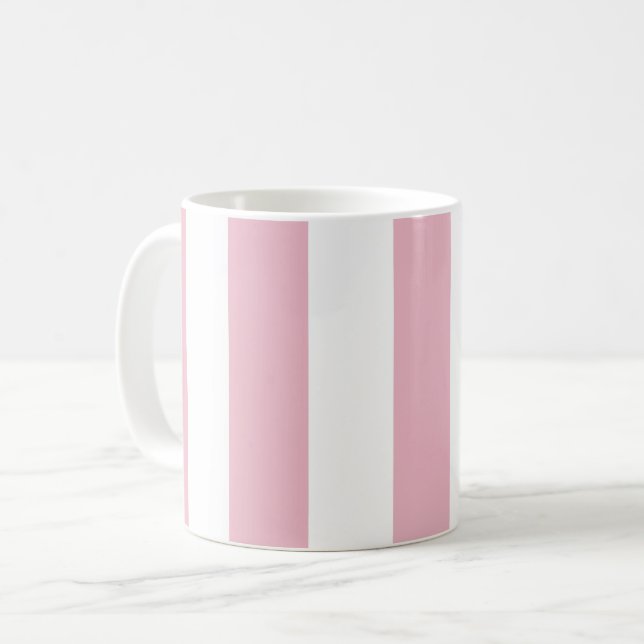 Rosa Streifen, weiße Streifen, gestreiftes Muster Kaffeetasse (Vorderseite Links)