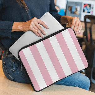 Rosa Streifen, weiße Streifen, gestreiftes Muster Laptopschutzhülle