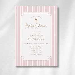 Rosa Streifen Whimsical Gold Rahmen Baby Shower Einladung