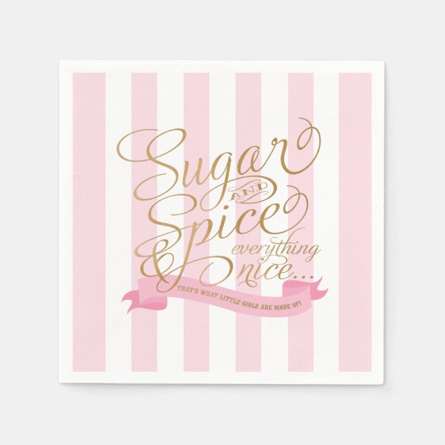 Rosa Streifen Zucker und Gewürze Napkins Serviette (Vorderseite)