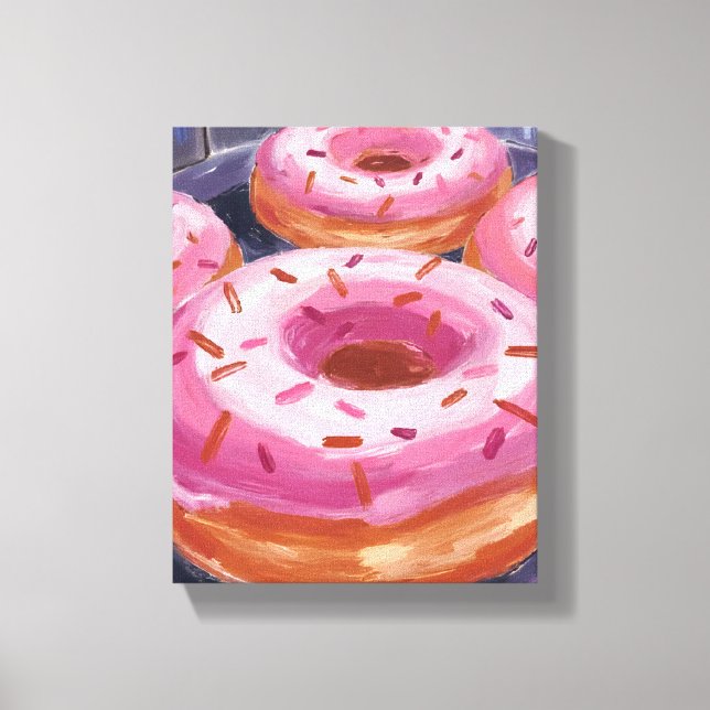 Rosa Streusel-Donuts Backen Gebäck Leinwanddruck (Vorderseite)