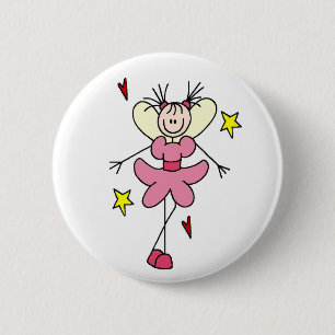 Rosa Strichmännchen-Engels-Knopf Button